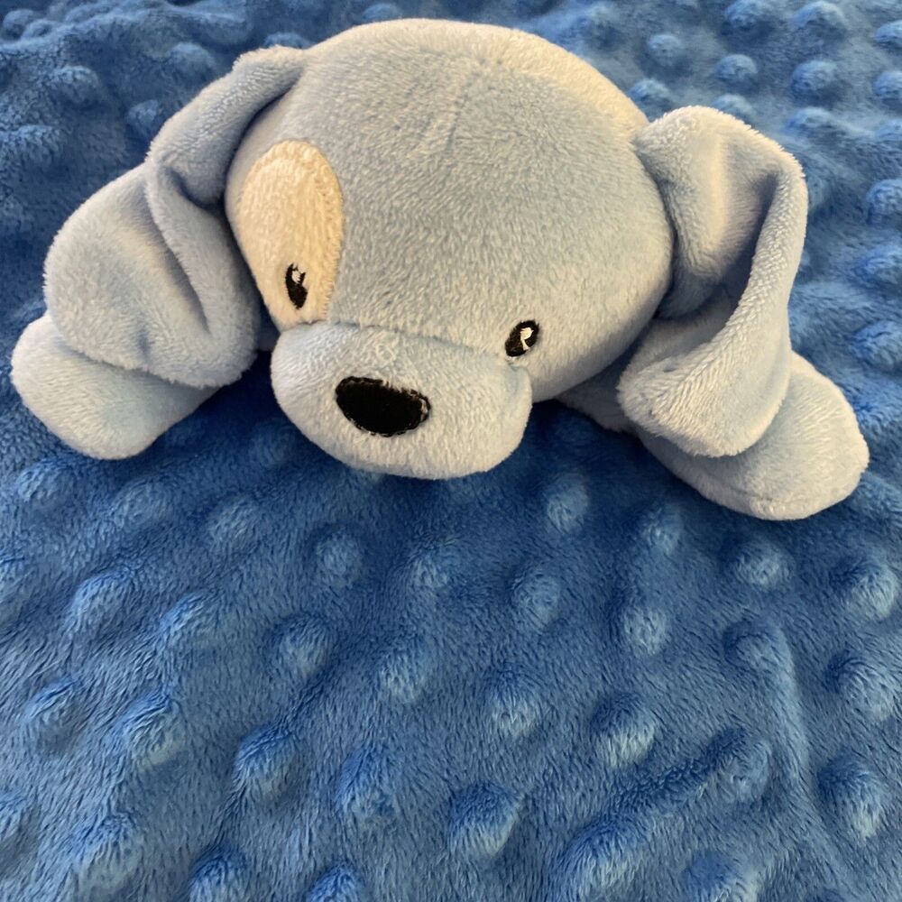 Kids Preferred Puppy Dog Baby Blanket Blue Textured Plush Security Lovey Minky - Picture 5 of 9